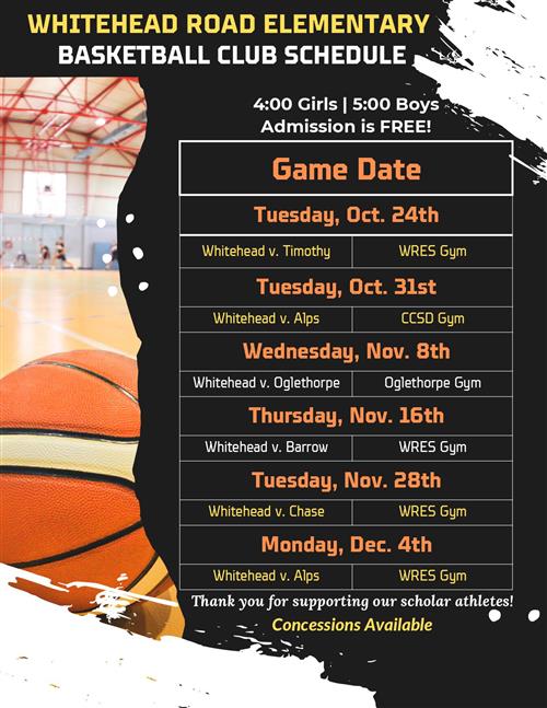 WRES Basketball Schedule ENG